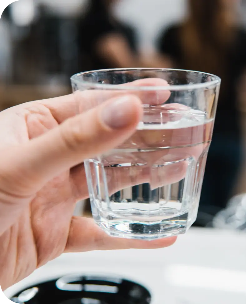 Glass of water in hand